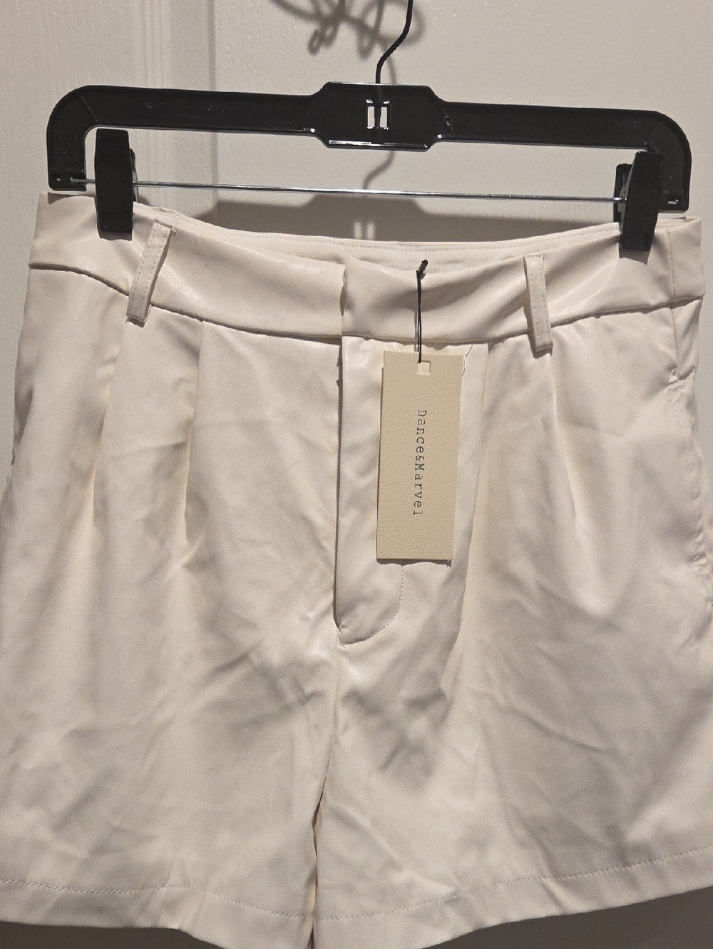 Dance & Marvel Ivory Pleated High-Waist Shorts